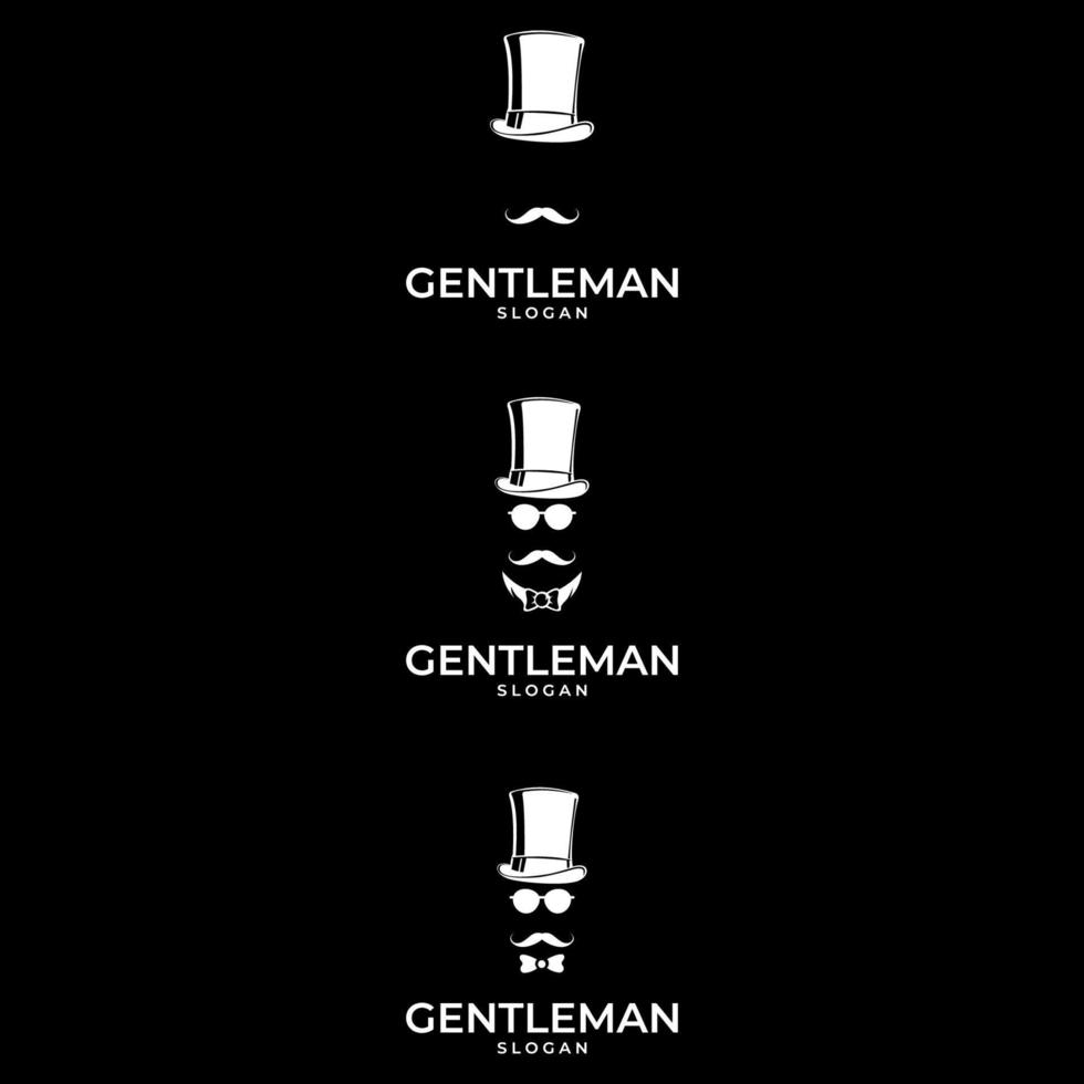 logo de monsieur. étiquette de gentleman. illustration classique avec jeu d'icônes pour hommes uniquement. vecteur