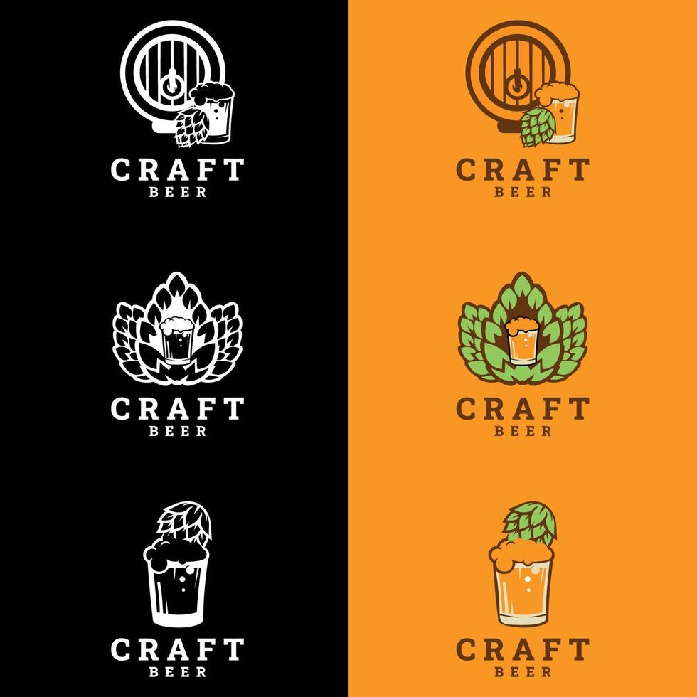 définir le logo de la bière. logo de bière artisanale, symboles, icônes, étiquettes de pub, collection de badges. modèle d'enseignes commerciales de bière, logo, concept d'identité de brasserie vecteur