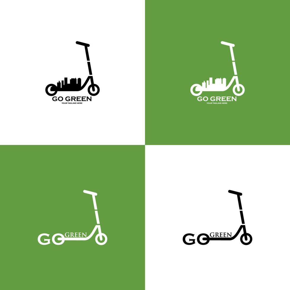 création de logo de trottinette. adapté au logo de l'entreprise, à l'impression, au numérique, aux icônes, aux applications et à d'autres fins de matériel marketing. ensemble de logos de scooter vecteur