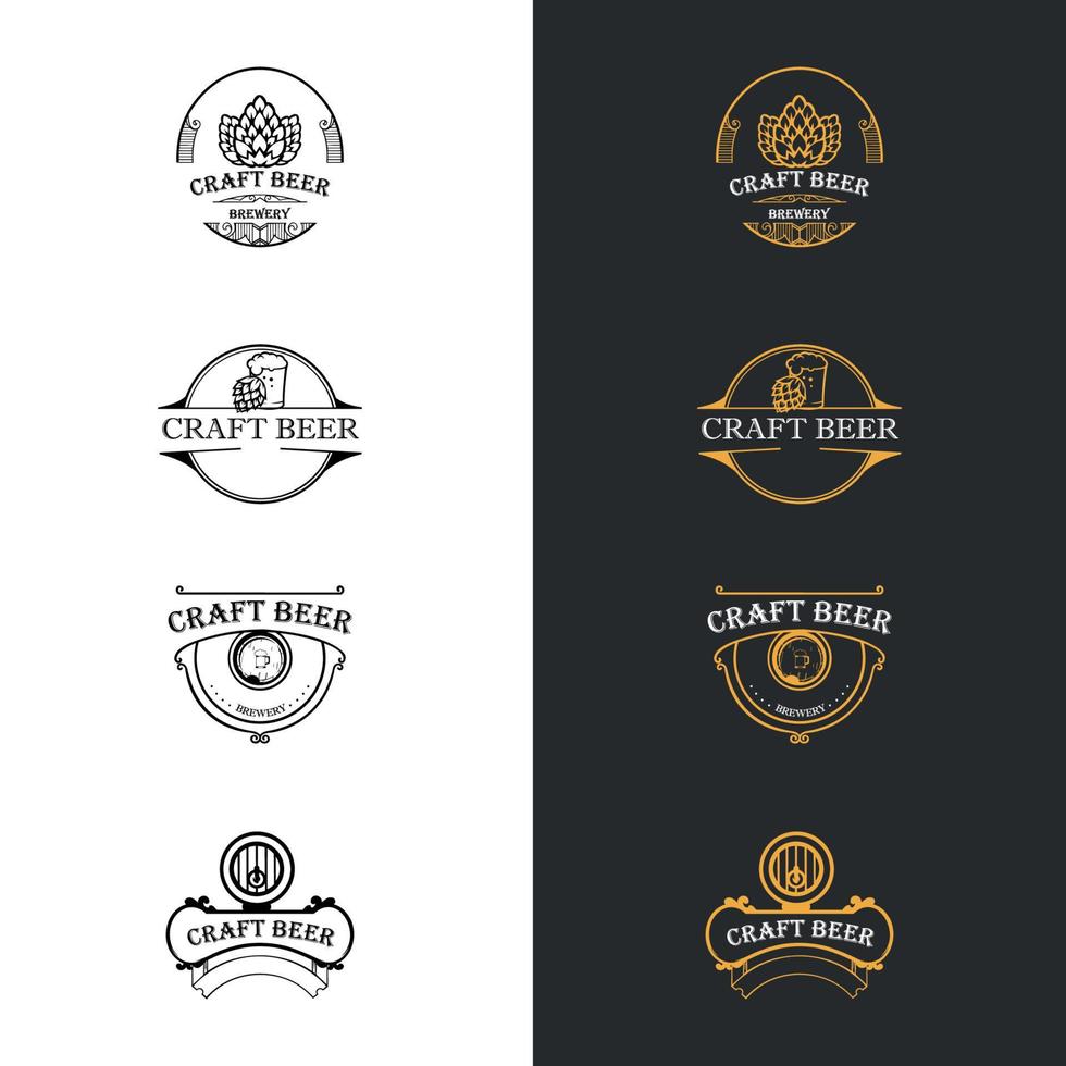 définir le logo de la bière. logo de bière artisanale, symboles, icônes, étiquettes de pub, collection de badges. modèle d'enseignes commerciales de bière, logo, concept d'identité de brasserie vecteur