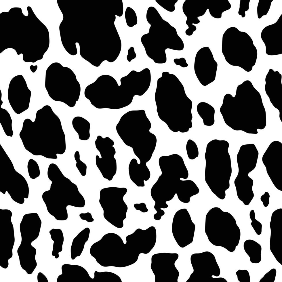 motif d'impression de vache noire de vecteur animal sans soudure. résumé de peau de vache pour l'impression, la découpe et l'artisanat, idéal pour les tasses, les autocollants, les pochoirs, le web, la couverture. stickers muraux, décorer la maison et plus encore.