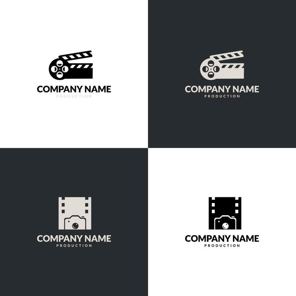 ensemble vectoriel de logos avec claquettes de film. clins et modèle de logo de signe de jeu.