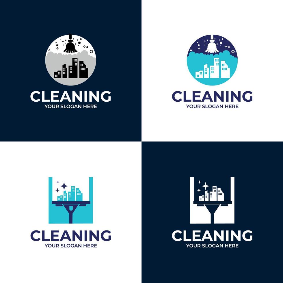 vecteur d'icône de logo de service propre de nettoyage. collection de styles de logo de nettoyage