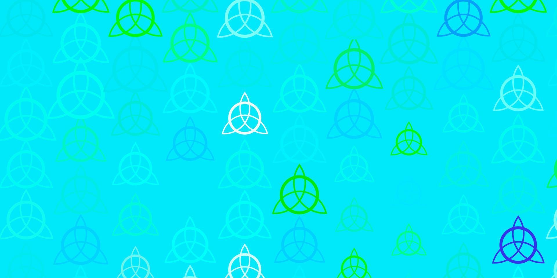 toile de fond de vecteur bleu clair, vert avec des symboles mystérieux.