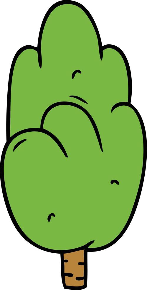 dessin animé doodle arbre vert unique vecteur