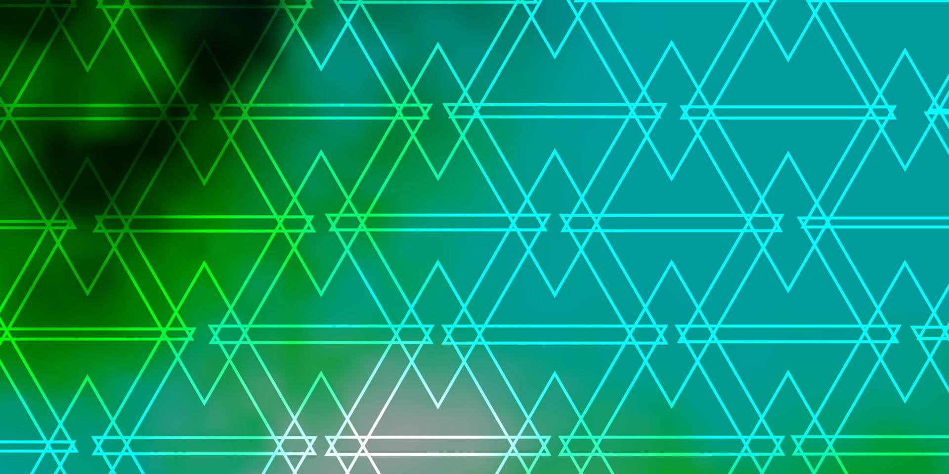 toile de fond de vecteur bleu clair, vert avec des lignes, des triangles.