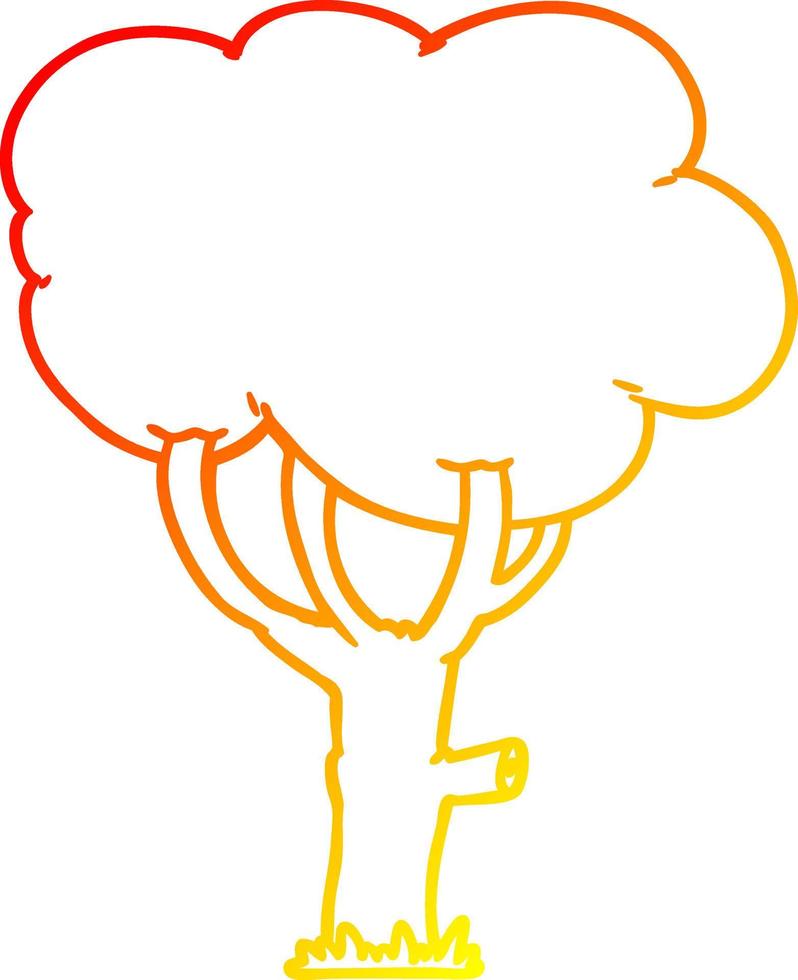 arbre de dessin animé de dessin de ligne de gradient chaud vecteur