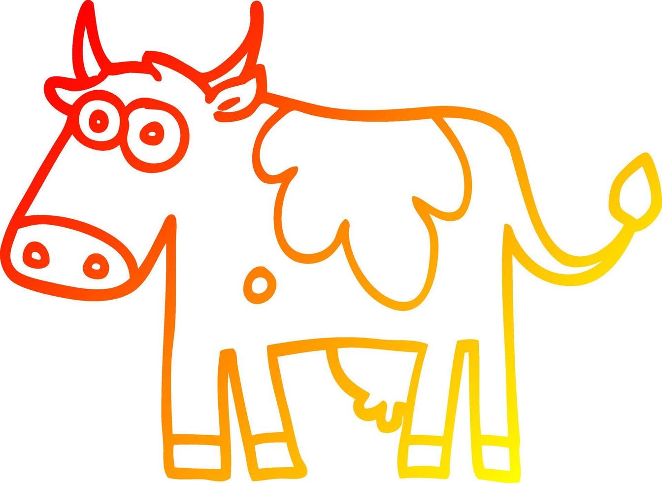 ligne de gradient chaud dessinant une vache de ferme de dessin animé vecteur