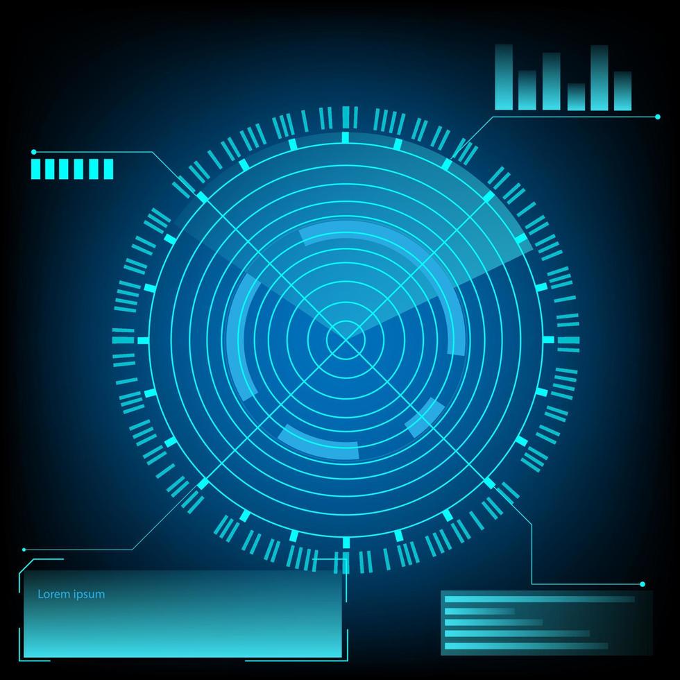 radar circulaire ai hud concept de vecteur d'hologramme pour l'écran d'affaires de fond d'élément de technologie future