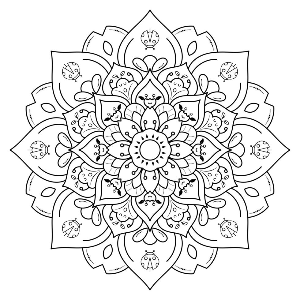 mandala fleur à colorier vecteur