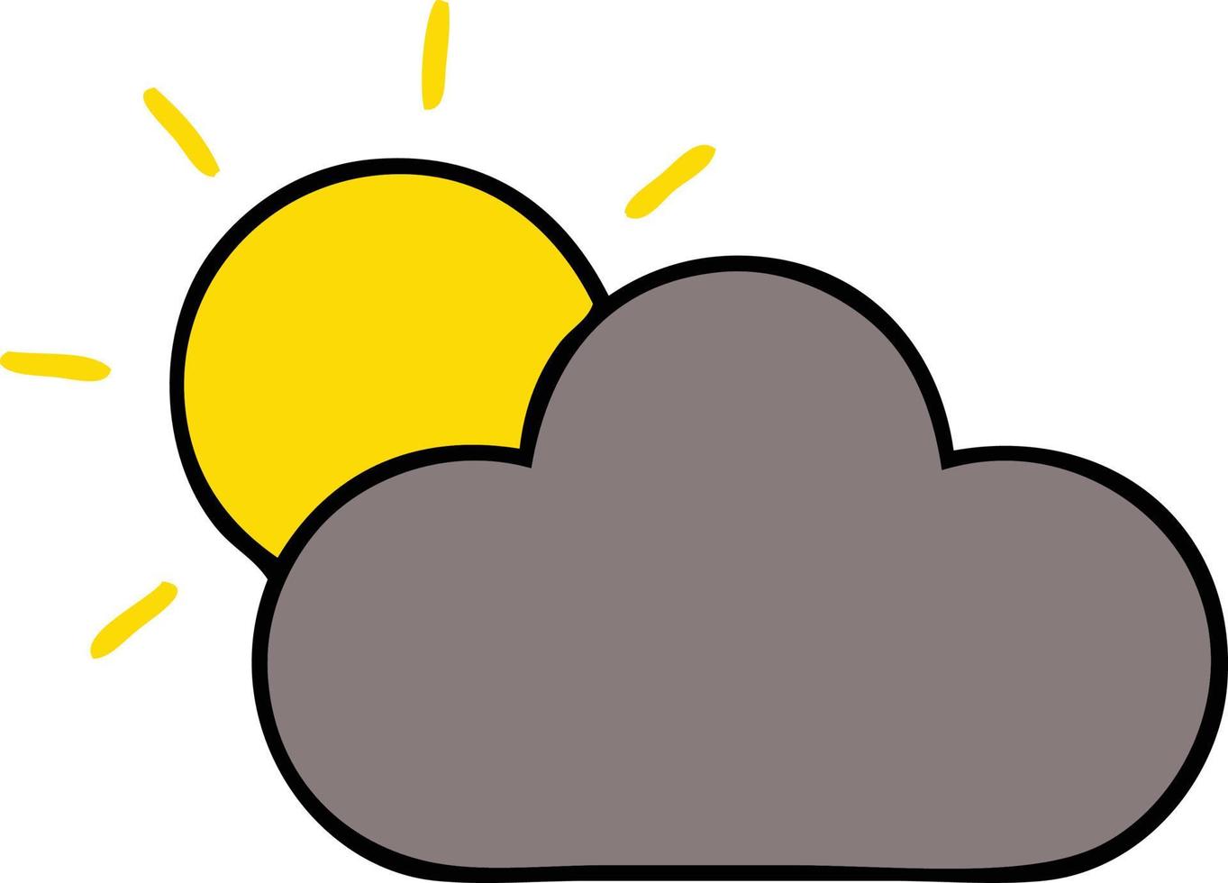 soleil de dessin animé mignon et nuage d'orage vecteur