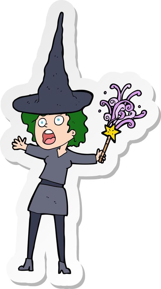autocollant d'une sorcière d'halloween de dessin animé vecteur