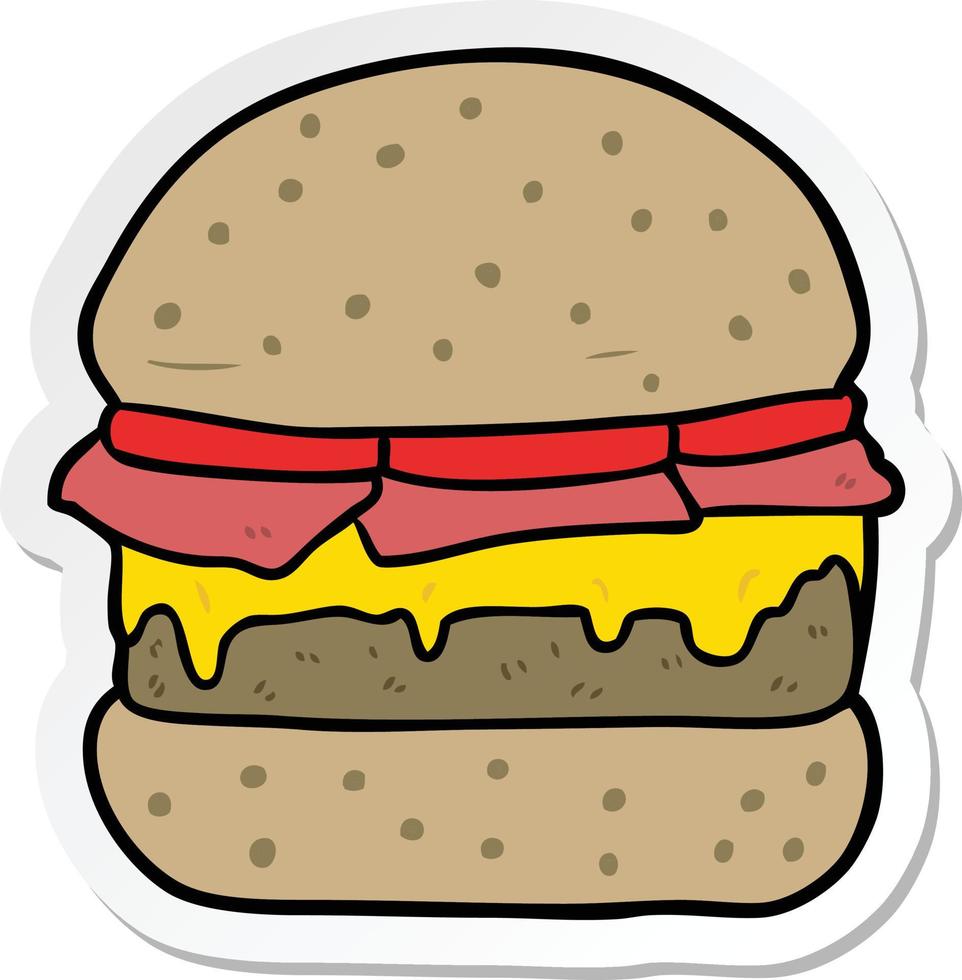 autocollant d'un burger de dessin animé vecteur