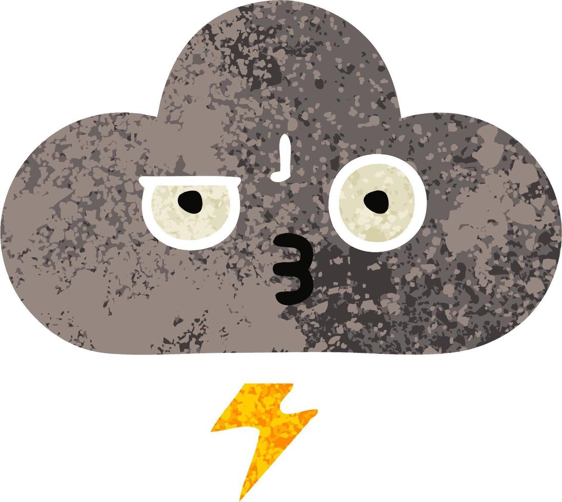 nuage d'orage de dessin animé de style illustration rétro vecteur