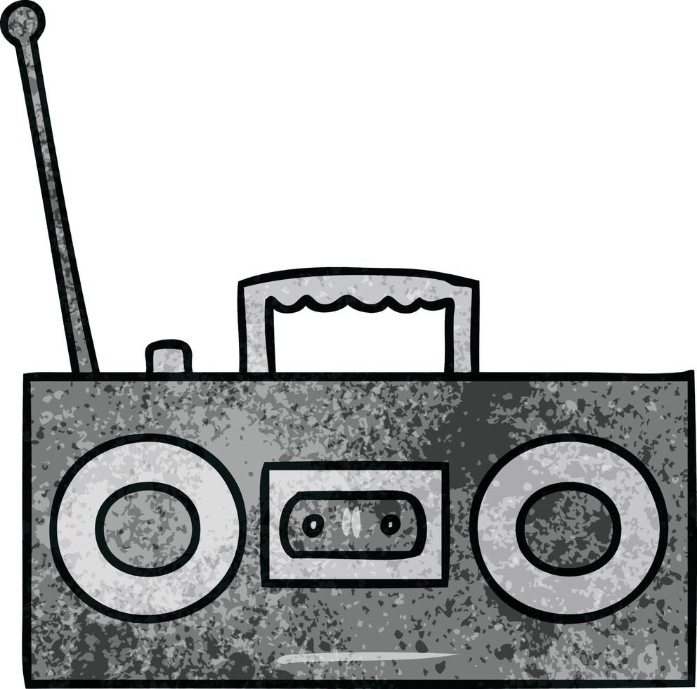 doodle dessin animé texturé d'un lecteur de cassettes rétro vecteur