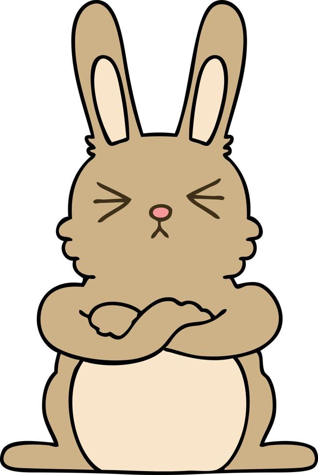 lapin de dessin animé dessiné à la main excentrique vecteur