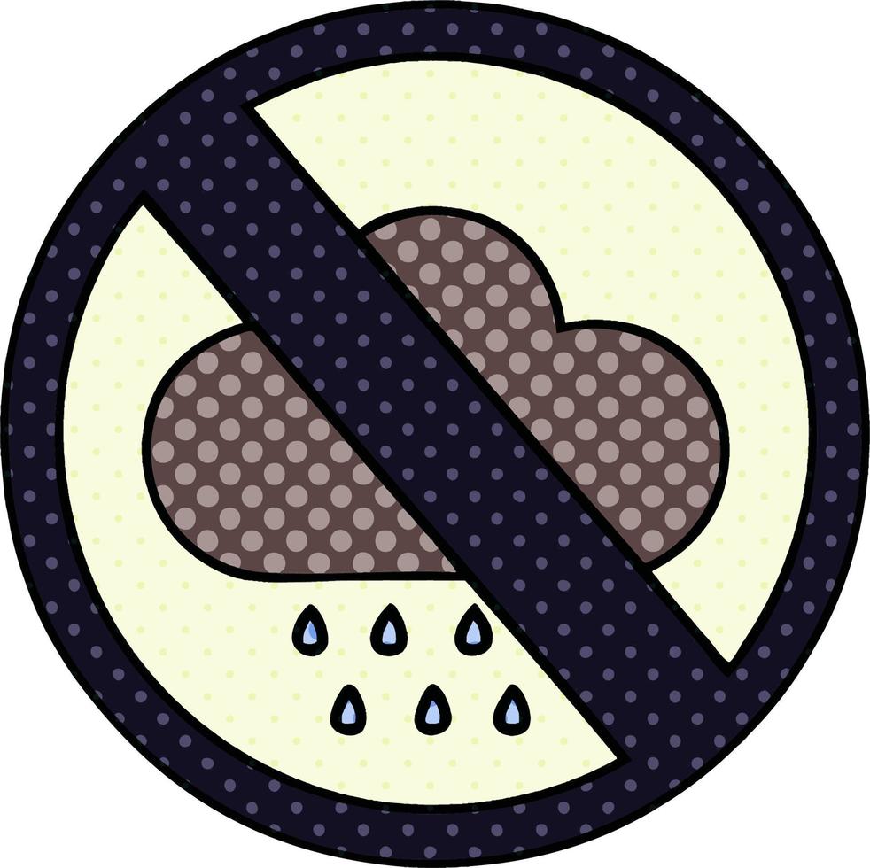 signe de nuage de pluie de tempête de dessin animé de style bande dessinée vecteur