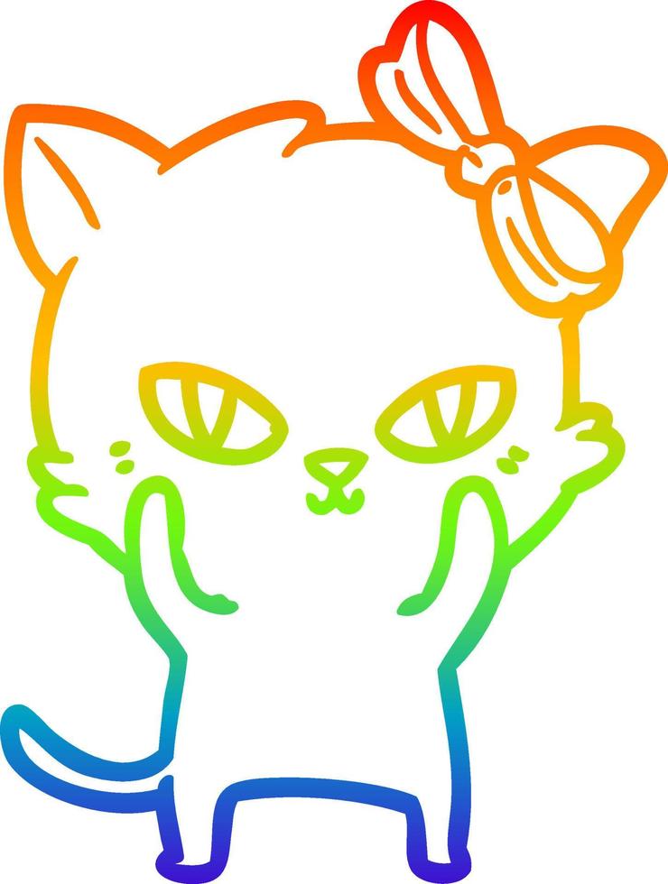 arc-en-ciel, gradient, ligne, dessin, mignon, dessin animé, chat vecteur