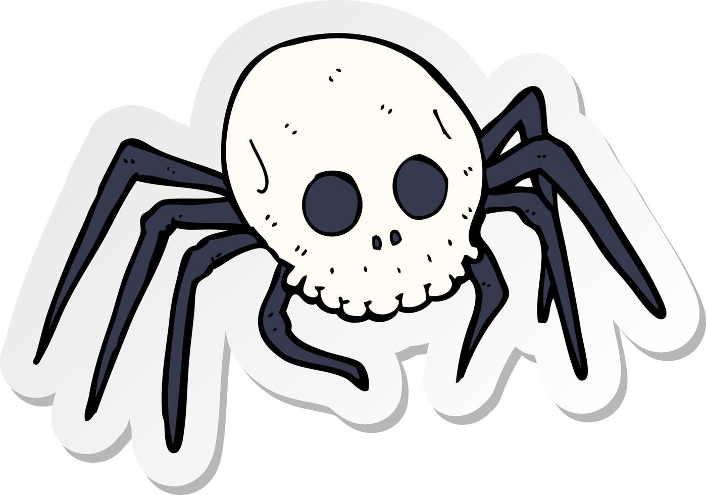 autocollant d'une araignée de crâne d'halloween fantasmagorique de dessin animé vecteur