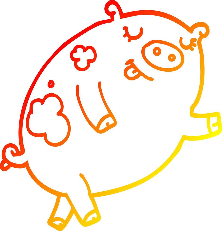 ligne de gradient chaud dessin dessin animé cochon dansant vecteur
