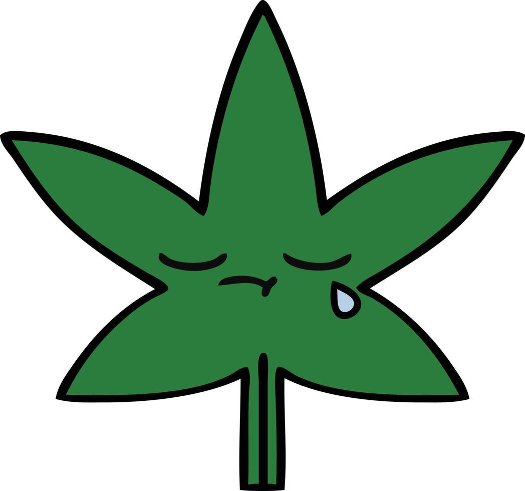 feuille de marijuana dessin animé mignon vecteur