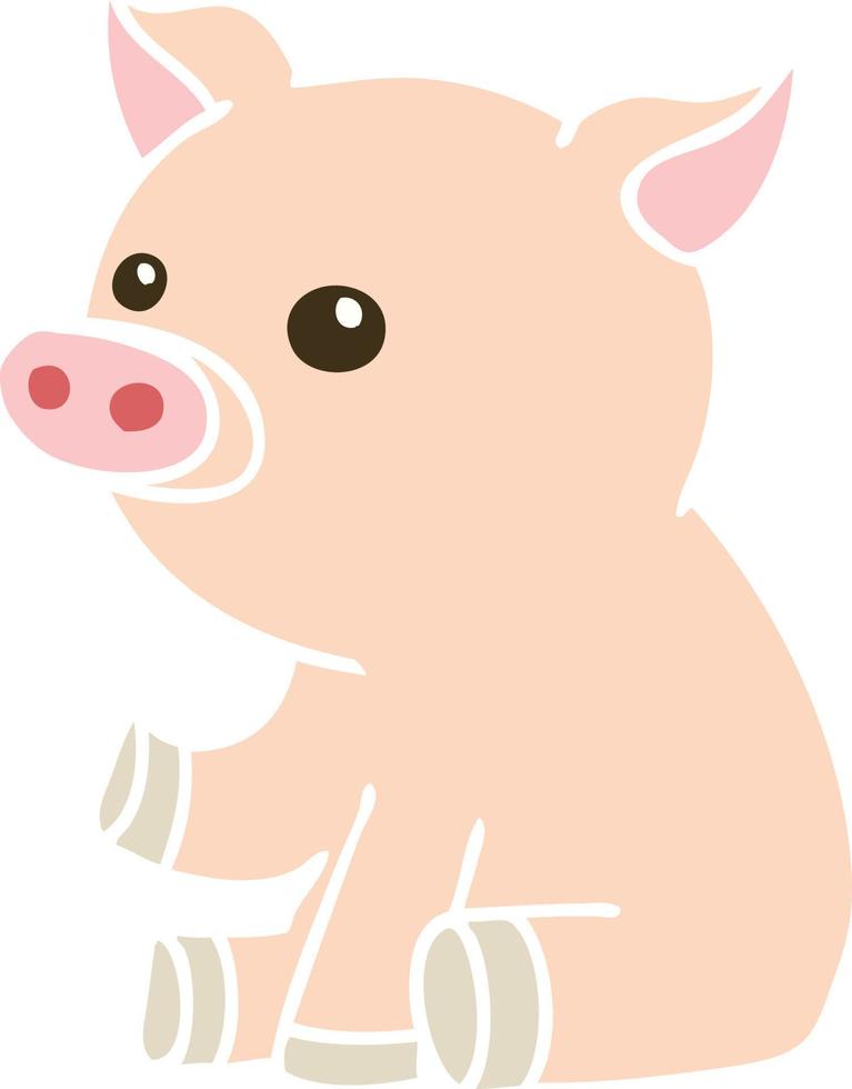 cochon de dessin animé dessiné à la main excentrique vecteur