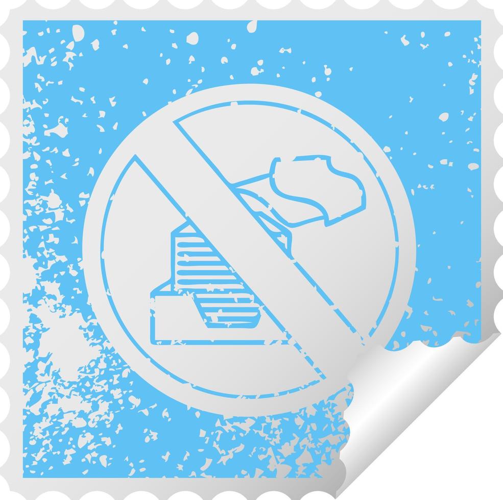 symbole d'autocollant d'épluchage carré en détresse symbole de bureau sans papier vecteur