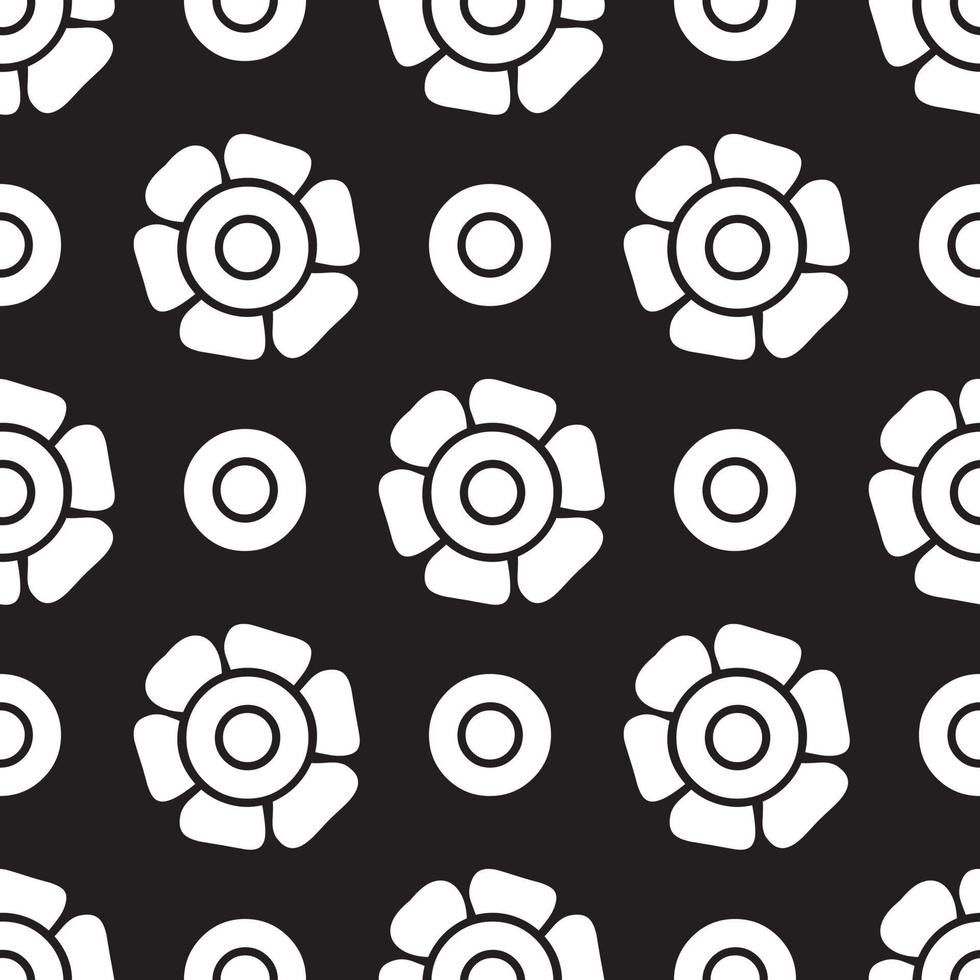 ensemble vectoriel de fleurs abstraites. motif floral ornemental harmonieux dans les nombreux types de fleurs sur fond noir et blanc.