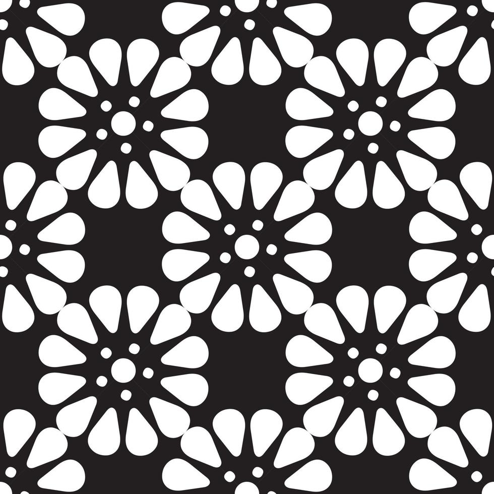 ensemble vectoriel de fleurs abstraites. motif floral ornemental harmonieux dans les nombreux types de fleurs sur fond noir et blanc.