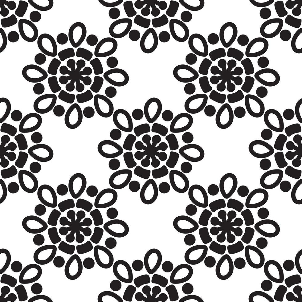 ensemble vectoriel de fleurs abstraites. motif floral ornemental harmonieux dans les nombreux types de fleurs sur fond noir et blanc.