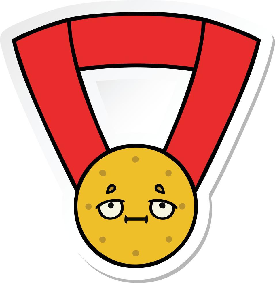 autocollant d'une médaille d'or de dessin animé mignon vecteur