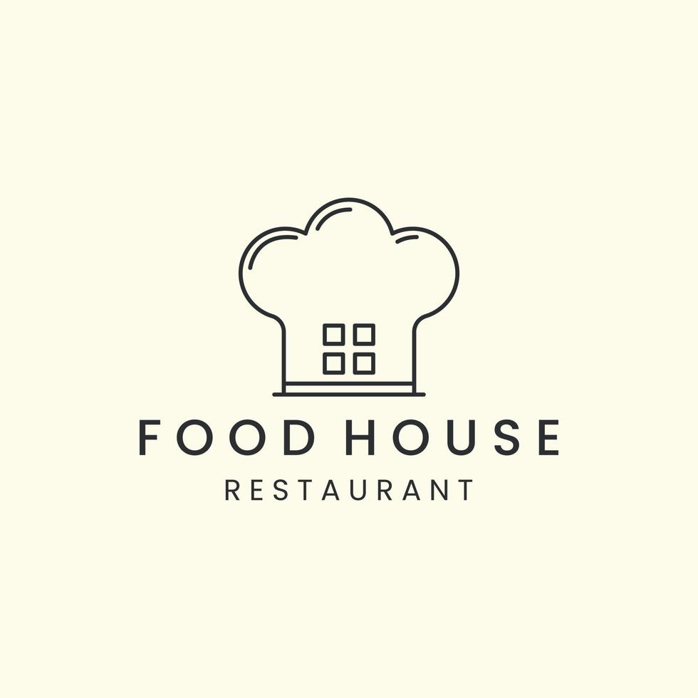 maison de nourriture avec conception de modèle d'icône de logo de style linéaire. restaurant, boulangerie, illustration vectorielle de chapeau de chef vecteur