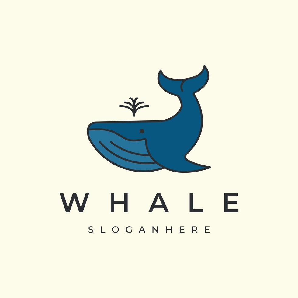 baleine avec logo de style minimaliste vintage vecteur icône illustration modèle de conception