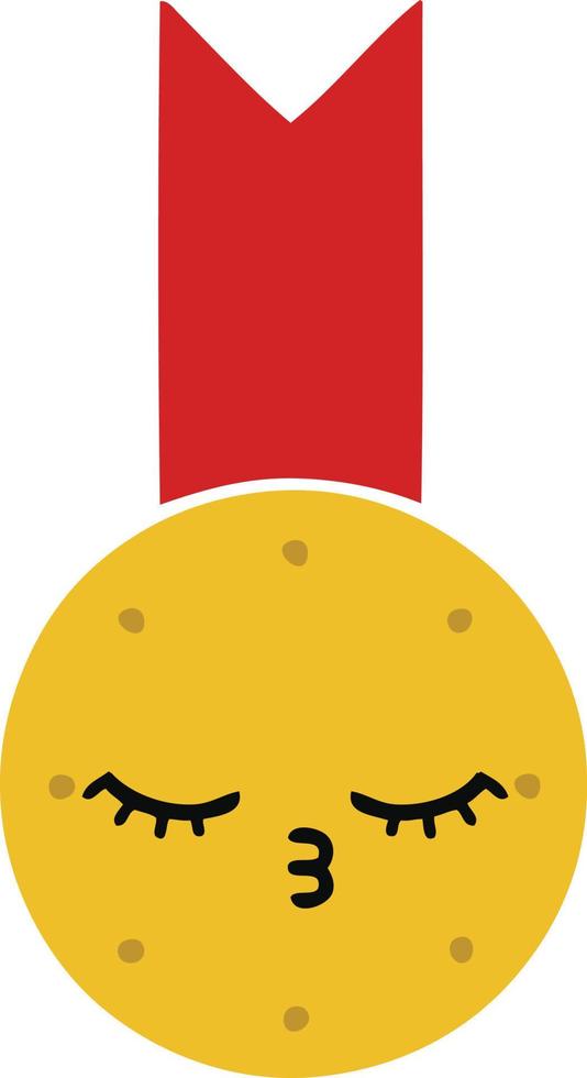 médaille d'or de dessin animé rétro couleur plate vecteur