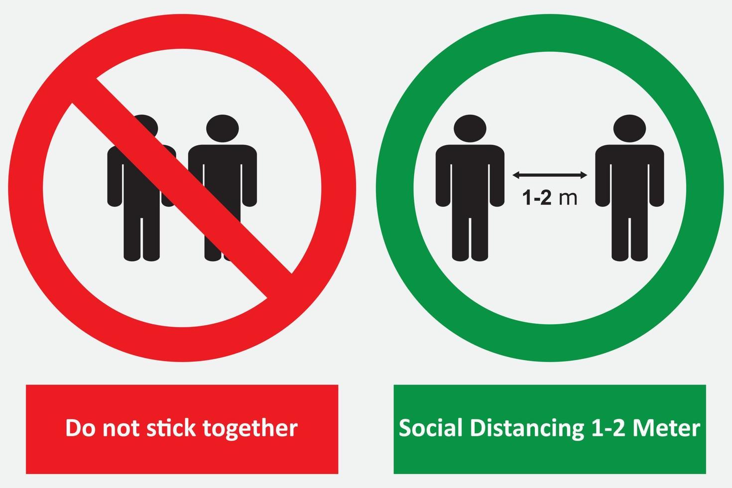 ne collez pas ensemble. distance sociale 1-2 mètres. signe d'information sur la prévention de la propagation des infections d vecteur