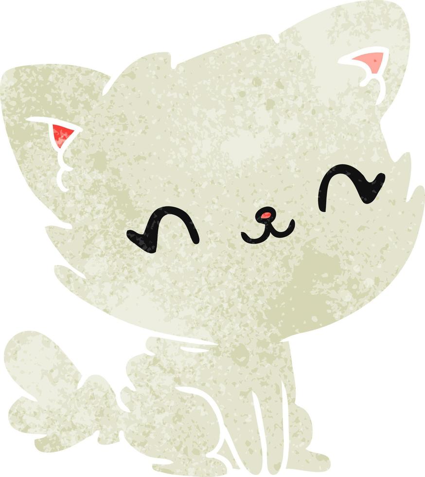 chat pelucheux kawaii mignon dessin animé rétro vecteur