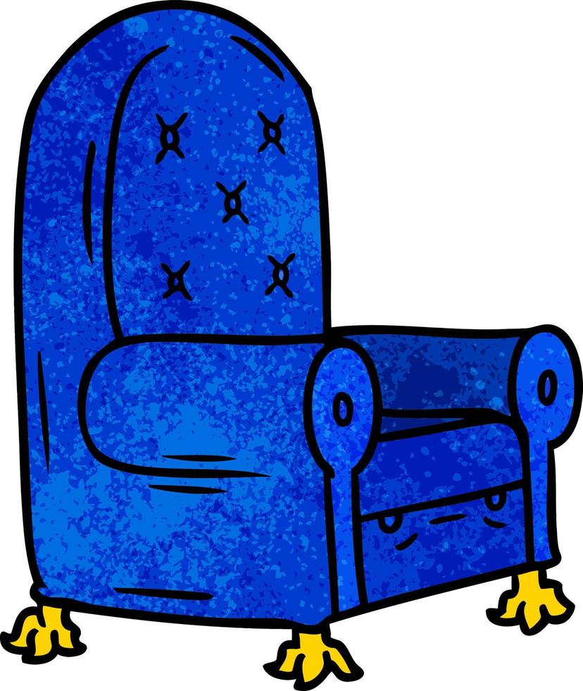 doodle cartoon texturé d'un fauteuil bleu vecteur