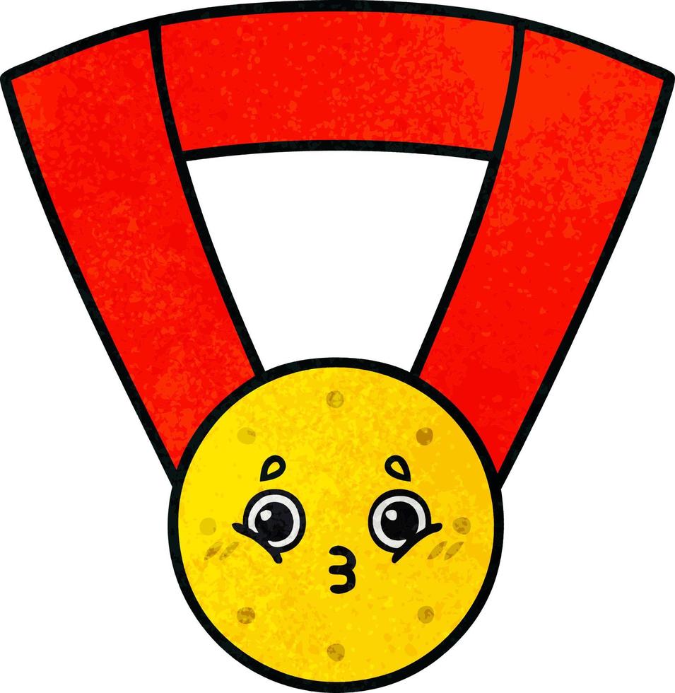 médaille d'or de dessin animé de texture grunge rétro vecteur