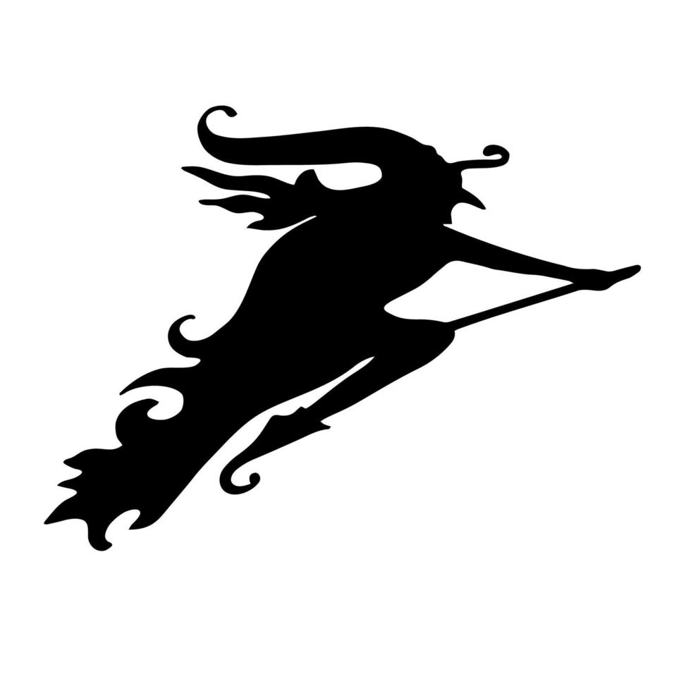 sorcière. silhouette d'une femme volant sur un balai. conception d'éléments d'halloween. vecteur