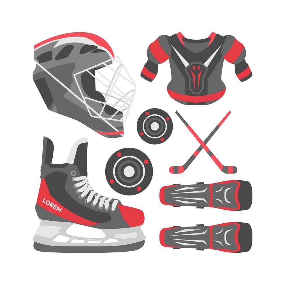 éléments de hockey sur glace de style design plat vecteur