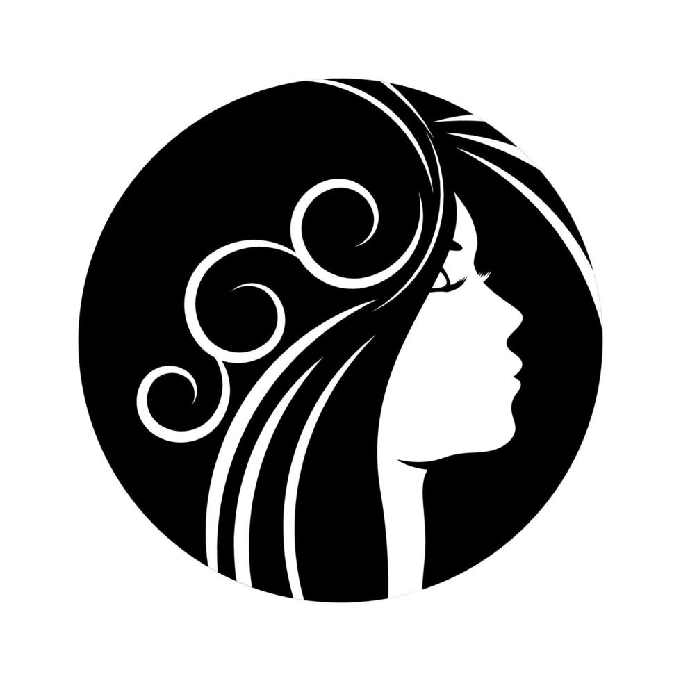 silhouettes de profil de belle femme avec une coiffure élégante, conception de visage de jeune femme vectorielle, tête de fille de beauté avec des cheveux stylés, portrait graphique de dame de mode. vecteur