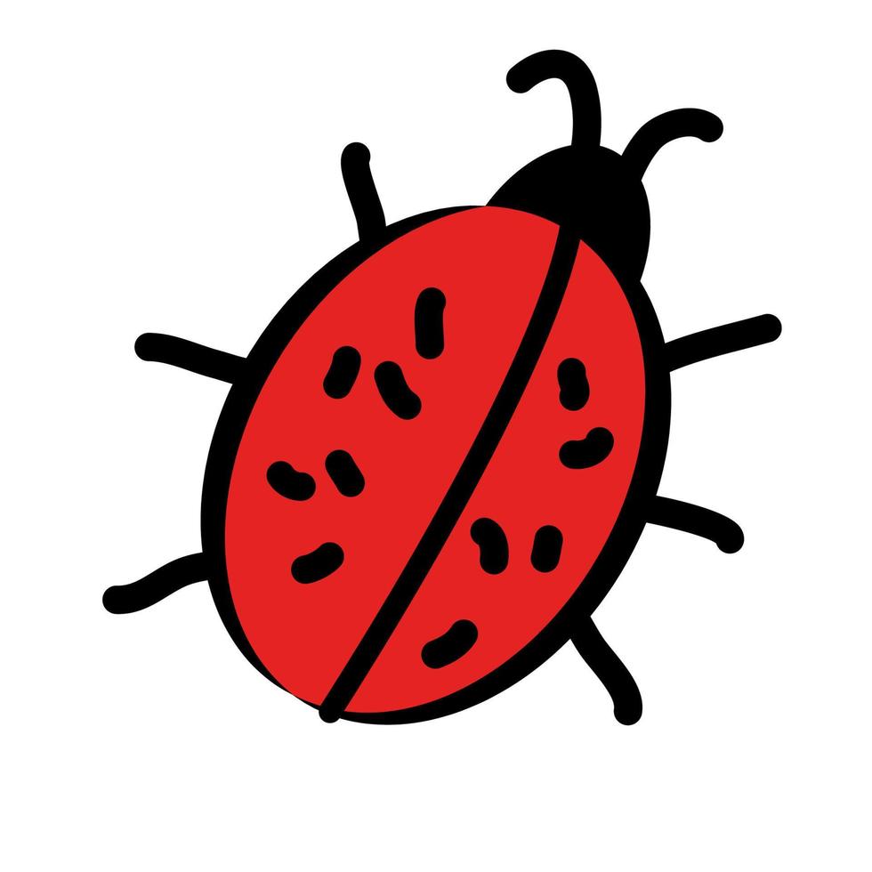 coccinelle, icône, style de dessin pour enfants. vecteur