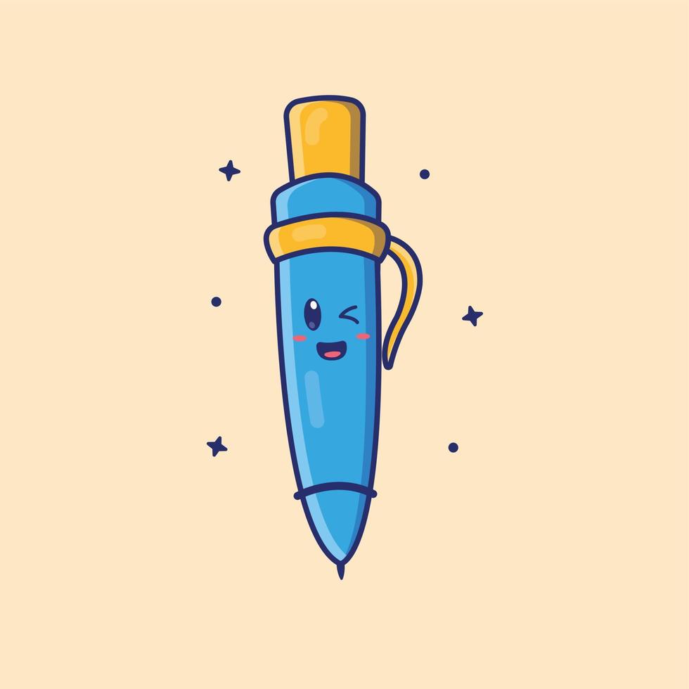 stylo de dessin animé mignon en illustration vectorielle vecteur