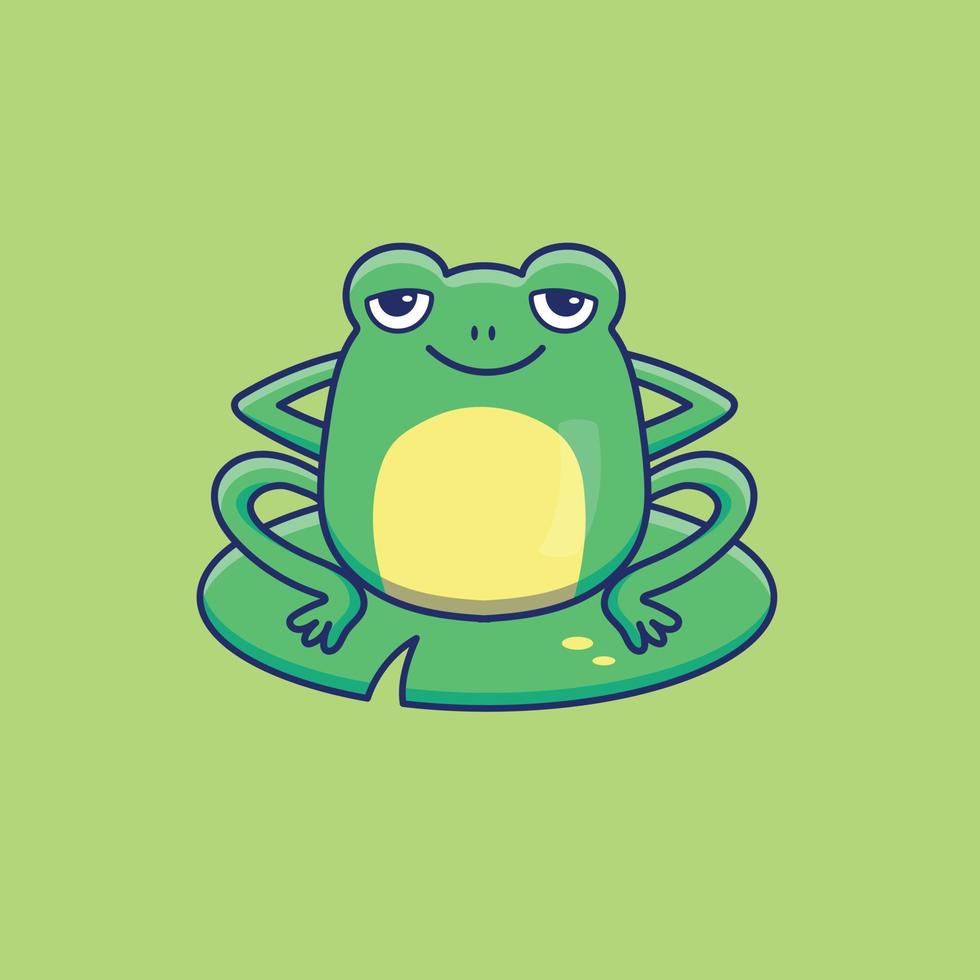 grenouille fraîche de dessin animé mignon en illustration vectorielle vecteur