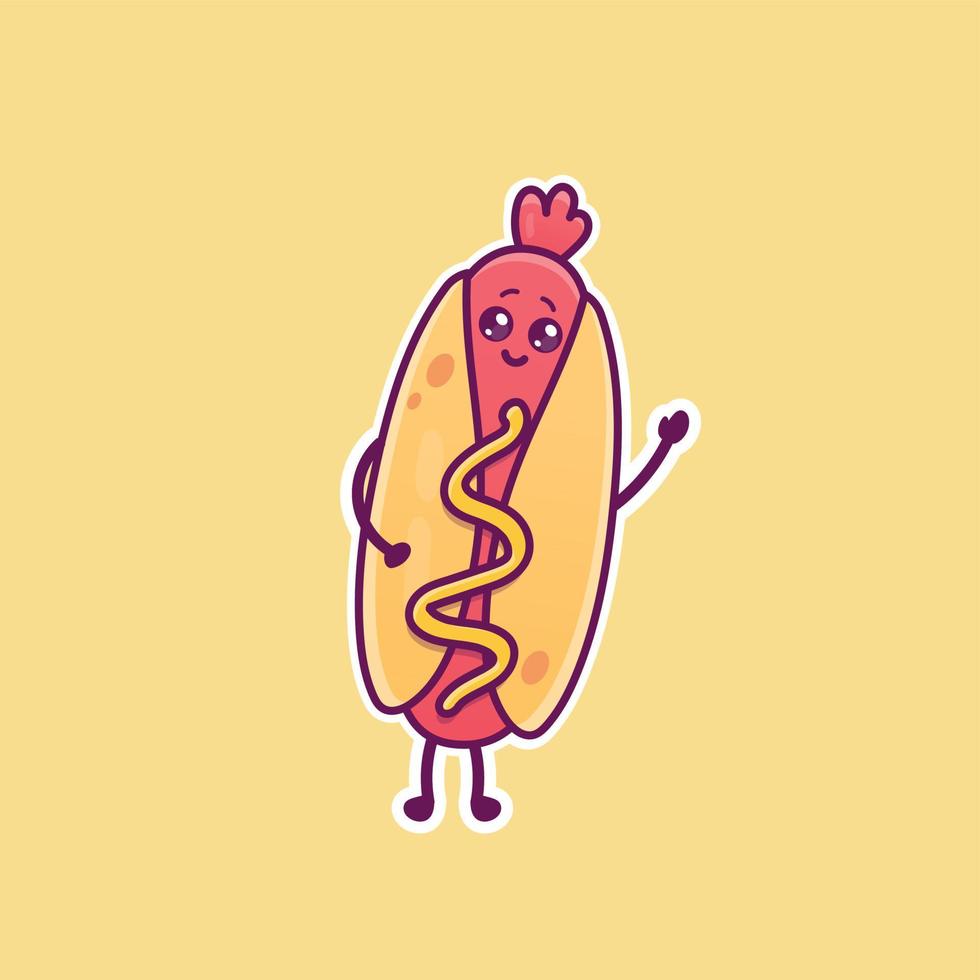 illustration vectorielle de dessin animé mignon hot-dog vecteur