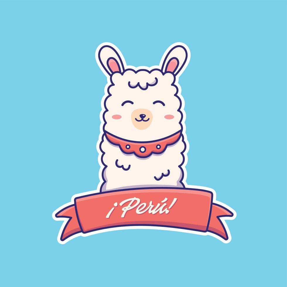 lama de dessin animé mignon en illustration vectorielle vecteur