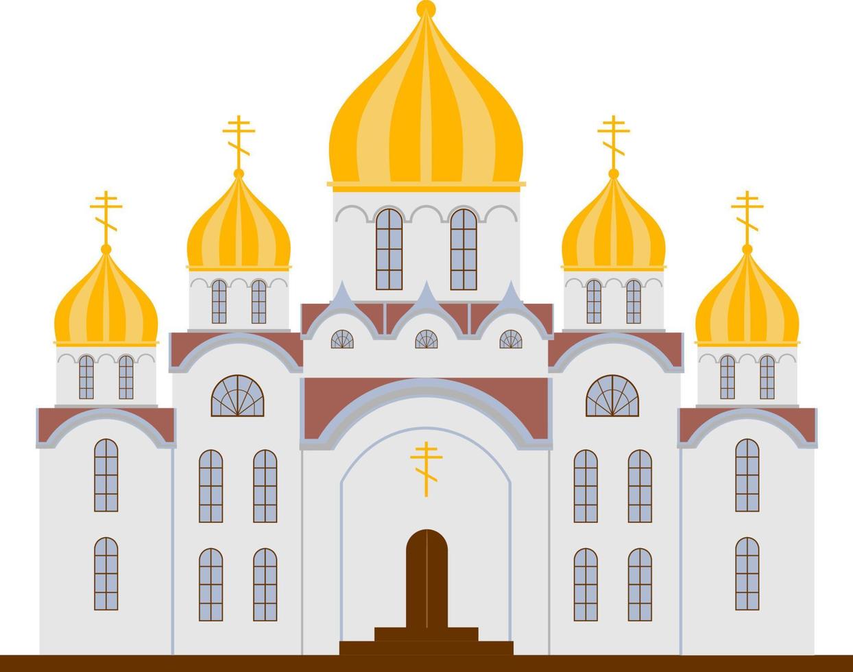 église chrétienne. église orthodoxe. chapelle de style dessin animé plat avec croix, chapelle, dômes vecteur