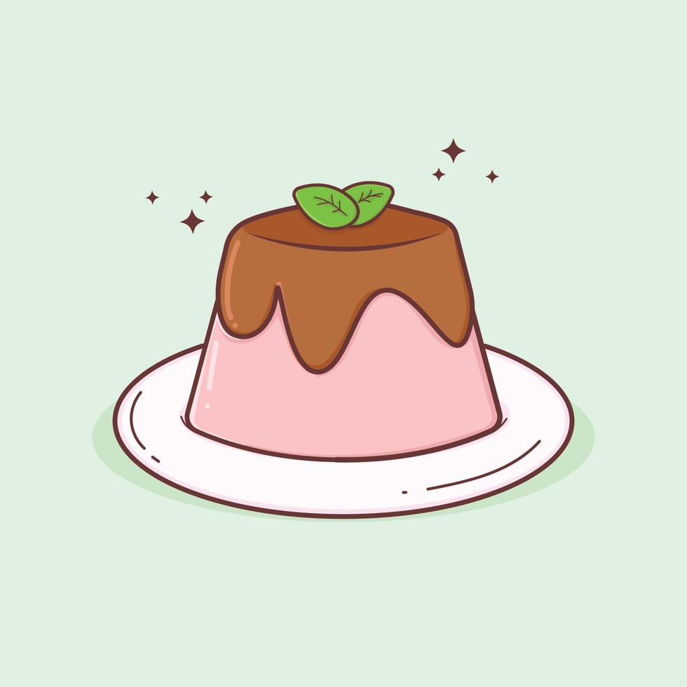 pudding au chocolat aux fraises illustration d'art mignon vecteur