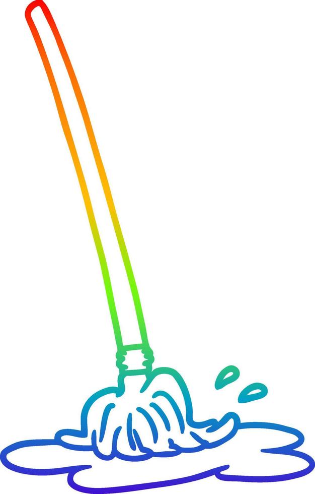 ligne de gradient arc-en-ciel dessinant une vadrouille de dessin animé humide vecteur