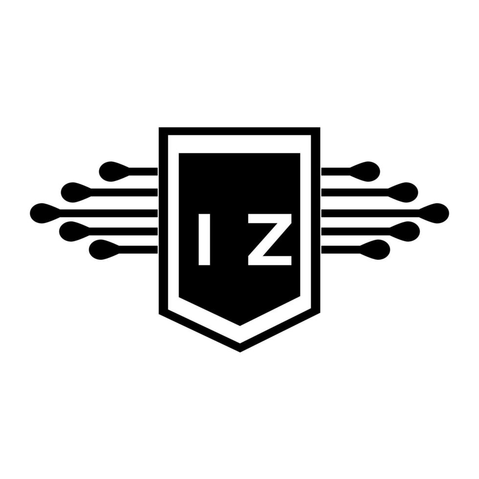 concept de logo de lettre de cercle créatif iz. conception de lettre iz. vecteur